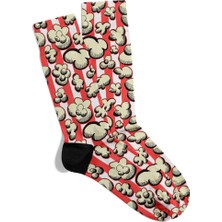 Eğlenceli Çorap Unisex Patlamış Mısır Popart Baskılı Çorap