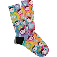Eğlenceli Çorap Unisex Etnik Desen Baskılı Frd Çorap
