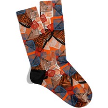 Eğlenceli Çorap Unisex Geometrik Etnik Kare Desen Baskılı Çorap