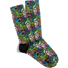 Eğlenceli Çorap Unisex Yeşil Bal Kabağı Hx Baskılı Çorap