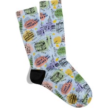 Eğlenceli Çorap  Unisex Renk Geçişli Venice City Desen Baskılı Çorap