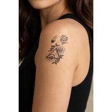 Sembol ve Gül Çiçek Figürlü Geçici Mini Dövme Tattoo 6X10 cm