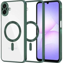 Teknomoda Samsung Galaxy A07 Kılıf Kamera Lens Korumalı Renkli Magsafe Şeffaf Silikon Yeşil