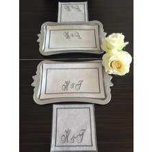 Afa Tasarım Kişiye Özel Harf Nakışlı Söz & Nişan Mendili, Tepsi Örtüsü, Söz Peçetesi