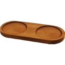 Esranın Dünyası 2 Bölmeli - Oval   Koyu Renk=kahverengi  Ahşap Yağdanlık Altlık  27X12.5CM (4887) RSGO34-ESRDNS