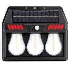 Usin Sensörlü 3 Ampullu 3 Mod Güneş Enerjili Bahçe Balkon Teras Aydınlatması Lambası Solar Aplik Armatür