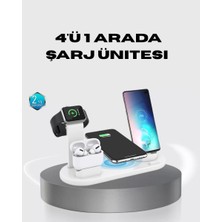 Fta Ticaret 4 Lü Apple Kablosuz Şarj Standı iPhone Watch ve Airpods Çoklu Şarjlı