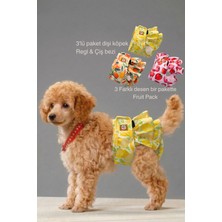 Desenli Dişi Köpek Regl Külotları -Dişi Köpek Çiş Bezi, 3'lü Avantajlı Paket