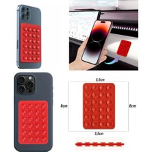 Ve Kırmızı Çift Taraflı  24 Vantuzlu Silikon Cep Telefonu Sabitleme Pedi