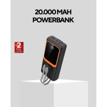Fta Ticaret Powerbank 20000 Mah Dijital Ekranlı ve Çok Kablolu Hızlı Şarj Cihazı