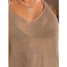 Gacha Kadın Eteği Büzgü Detay Boyundan Bağlamalı Mini Triko Pareo