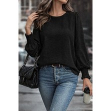 Gacha Kadın Uzun Kollu Yuvarlak Yaka Aerobin Bluz