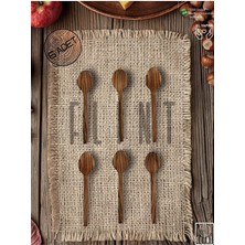 Zeytin Ağacı El Yapımı Tahta Ahşap Çay Kaşığı 6'lı Ahşap Çay Kaşığı 11CM