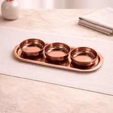 Sarkap Home 3'lü Çerezlik ve Sunumluk Tepsi Seti -  Bronz