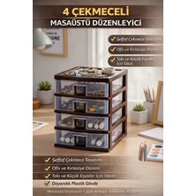 Eco Lounge Mini 4 Çekmeceli Komidin Organizer Masaüstü Çekmeceli Düzenleyici Çok Amaçlı Organizer | Masaüstü Düzenleyici, Ofis Makyaj Takı Saklama Organizer
