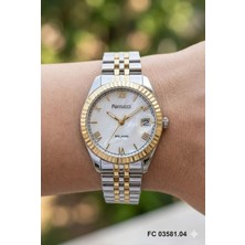 Ferrucci Gümüş & Altın Kadın Kol Saati | 35 mm Çelik Kasa, Altın Gümüş Metal Kordon, Beyaz Kadran