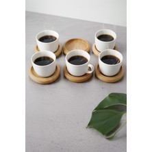 Ahşap Teslim Ahpap Dekoratif Bardak Kahve Fincan Altlığı Bej Rengi (6'lı)