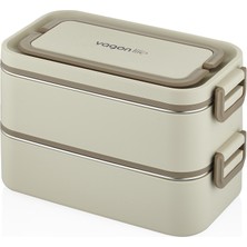 Vagonlife Beslenme Kutusu Paslanmaz Çelik - 2000 ml Çorba ( Yoğurt ) Kaseli 2 Katlı Yeni Nesil Lunch Box