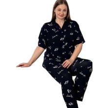 Bipamuk Monelle Gömlek Yaka Büyük Beden Kadın Pijama Takımı Kısa Kol 3xl–6xl