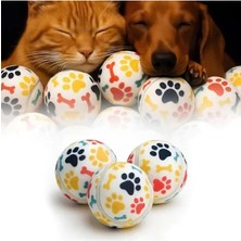 Esranın Dünyası Renkli Pati Desenli Orta Boy Tenis Topu - 6.5 Cm, Dayanıklı, Diş Dostu