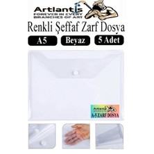 Artlantis Beyaz A5 Çıtçıtlı Dosya Şeffaf Renkli Zarf Dosya 5 Adet 17X22 cm Çıt Çıtlı Dosya Su Geçirmez 50 Yaprak Kapasiteli