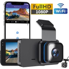 Sezy 1080p Full HD 3" Ekran 2 Kameralı Wifili Araç Kamerası Geri Görüş Gece Görüşlü Araç İçi Kamera