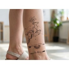  Tasarım Geyik Figürlü Geçici  Mini Dövme Tattoo 6X10 cm