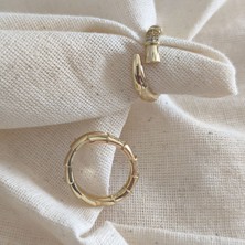 Museum Of You Kadın 14K Altın Kaplama Bambu Model Ayarlanabilir Zirkon Taşlı Yüzük