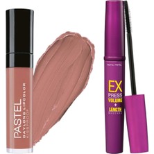 Pastel Daylong Lipcolor Kissproof - Likit Mat Ruj 42 + Express Volume + Length Mascara - Maskara