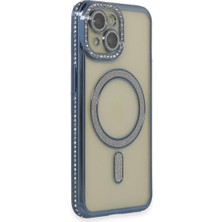 AyrStore Iphone 15 Kılıf Joke Simli Magneticsafe Kılıf - Lacivert