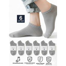 COUSEN 6 Çift Pamuklu Patik Çorap | Gri | Günlük | Comfort | Egzersiz  | Fitnes | Spor