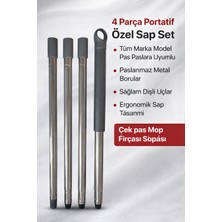 Manosta 4 Parça Portatif Mop Sap Seti 108 cm Tüm Markalara Uyumlu Paspas Çekpas Temizlik Sapı