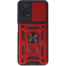 Epilons Poco M4 4g Kılıf Pars Lens Yüzüklü Silikon - Kırmızı