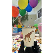 SBStrend Hayvan-Orman-Amazon-Zoo Doğumgünü Parti Zürafa Temalı Tek Kullanımlık 7 Oz 50 Adet Karton Bardak