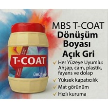 T-Coat Yeni Nesil Dönüşüm Boyası(Açık Gri ) Ahşap-Cam-Plastik-Duvar-Fayans-Dolap