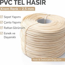 Mady Aksesuar Pvc Tel Hasır Ip, Krem 20METRE, Hazeran Örme, Dayanıklı Sandalye, Masa Tamir Ipi