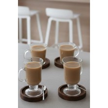 Ahşap Teslim 6'lı Bardak Altlığı ve Çerezlik Seti - Doğal Ahşap Sunumluk (Ceviz Rengi)