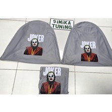 Joker Gri Oto Servis Kılıfı Ön ve Arka 4parça (Arka Logolu) Vites Polar Kılıf Hediyeli
