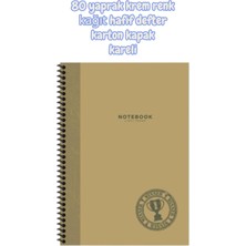 Keskin Color 80 Yaprak Krem Renk Kağıt Hafif Defter Karton Kapak Kareli