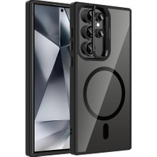 Elsah Galaxy S24 Ultra Uyumlu Kılıf Standlı ve Kamera Lens Hediyeli M-Safe Şarj Özellikli Roet Kapak