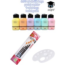 Artdeco 6X75 ml Akrilik Boya Pastel Renkler 4 Adet Fırça 2-4-6-8 Numaralar 1 Adet Palet