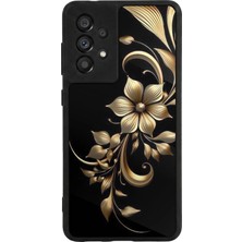 BG AKSESUAR Samsung Galaxy A73 Uyumlu Yaldizli Cicek Tasarımlı Glossy Premium Kılıf