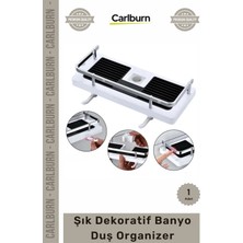 Carlburn Özel Üretim 24MM Duş Çubuğu Uyumlu Fonksiyonel Şampuanlık Askılı Raf Şık Tasarım Banyo Duş Organizer