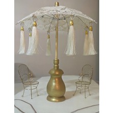 AGBTREND Masaüstü Dantelli Gold Detaylı Dekoratif Sunum Bali Şemsiyesi