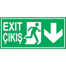 İnterform Fosforlu Exit Çıkış Aşağı Yön Levhası 12 x 25 cm Yapışkanlı