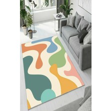 Colorix Carpet Dijital Baskı Dekoratif Kaymaz Taban Antibakteriyel Yıkanabilir Halı NO:2354