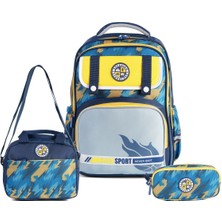 Relaxion Çok Bölmeli Su Geçirmez Sırt - Omurga Destekli 3'lü Okul Çantası Seti, Termal Beslenme, Kalemlik