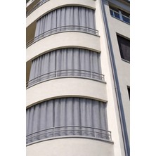 Shy Tekstil Düz Tek Renk Kornişli Su Geçirmez Rüzgâr Dayanımlı Pilesiz Balkon Perdesi Antrasit