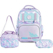 Relaxion Çok Bölmeli Su Geçirmez Sırt - Omurga Destekli 3'lü Okul Çantası Seti, Termal Beslenme, Kalemlik