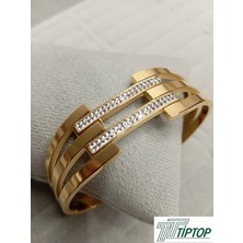 TIPTOP Üç Sıra Zirkon Taşlı Kelepçe Bileklik